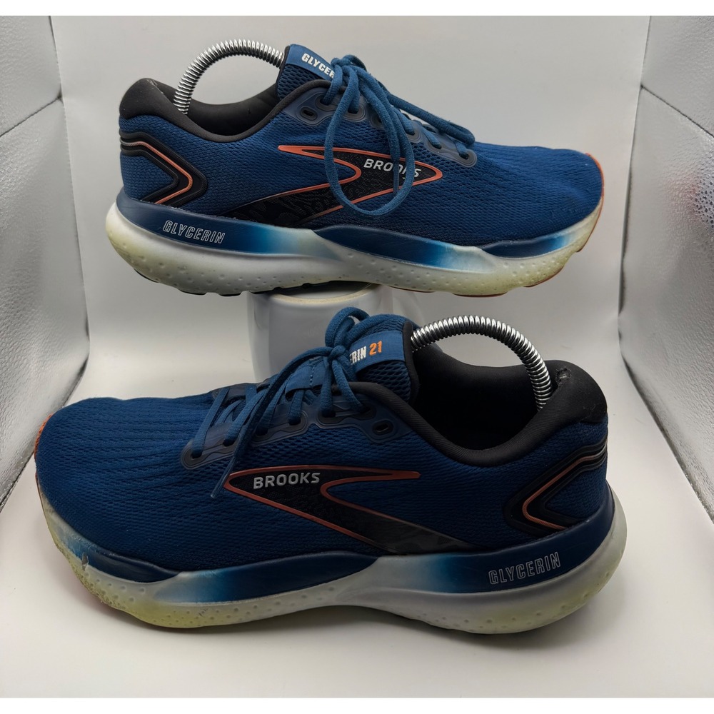 Brooks Glycerin 21 Running Shoes Mens 10 Wide 2E Blue Orange Good DNA LOFT v3 - Picture 2 of 13